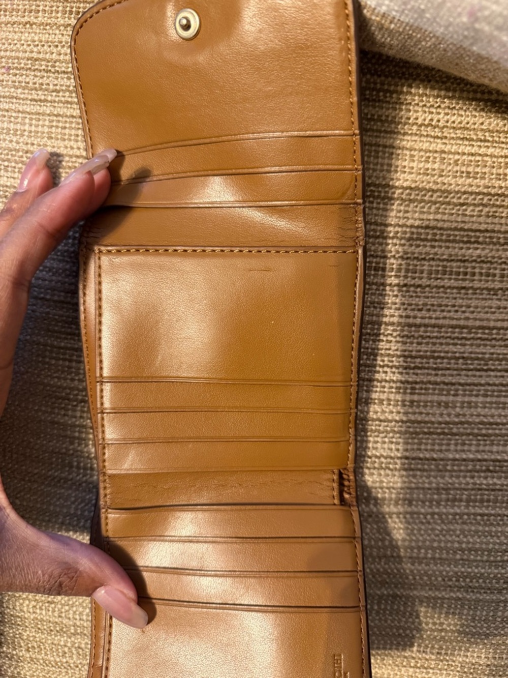 Coach Brown Leather and Canvas Compact Wallet - Picture 4 of 8